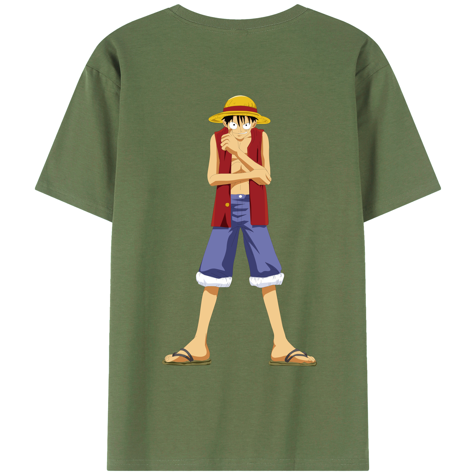ワンピース モンキー・D・ルフィ ONE PIECE Monkey D. Luffy 綿100％ メンズ半袖Tシャツ（バックプリント） 通気性